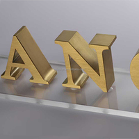 Lettres de logo en acier inoxydable non éclairées, lettres 3D en acier inoxydable uni, lettres en métal massif, enseignes murales non éclairées