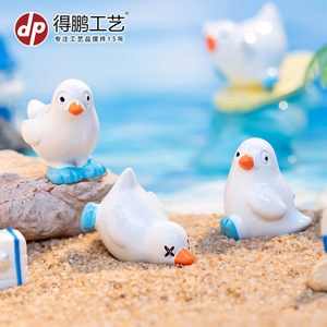 Figurines de canard en résine Dp Craft, oiseau chonflé aux pieds bleus, décoration miniature pour la maison - Product Image 2