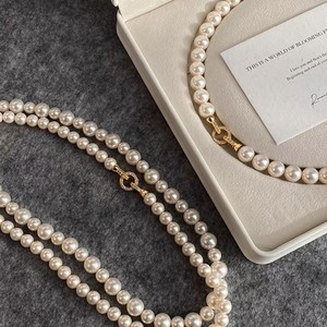 Pearl Necklace AAA Grade 8mm 10mm White Gray Ball Shape Clavicle Chain Everyday Wear Leisure Jewelry - Product Image 2
