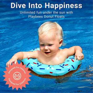 Bouée de natation gonflable pliable en PVC pour enfants, motif donut avec des paillettes - Product Image 3