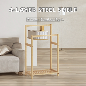 Bamboo <b>Shelf</b> Storage <b>Rack</b> Single Tier Floor Standing Adjustable Modern Household Kitchen Storage <b>Rack</b> - Product Image 2