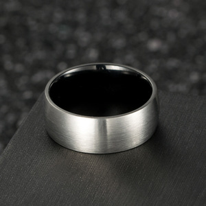 Titanium Steel <b>Ring</b> Blue Inner Matte Brushed Unisex Fashion Jewelry - Product Image 4