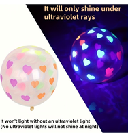 20 ballons en forme de cœur imprimés fluorescents, décorations de fête en latex réactif aux UV, adaptés aux anniversaires, mariages, Saint-Valentin