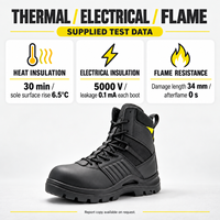 Bottes de protection pour pompiers à tige basse, chaussures en cuir et toile noires à lacets avec embout de protection