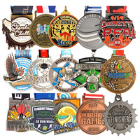 Médaille en alliage de zinc personnalisée OEM ODM, médaille sportive en relief 2D 3D, médaille de marathon avec ruban personnalisé