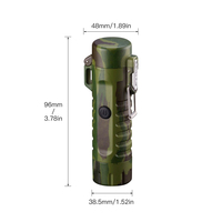 Briquet à arc coupe-vent au plasma, briquet électrique et lampe torche LED 2-en-1, allume-feu pour kits de survie d'urgence, camping, randonnée