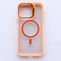 Coques de téléphone portable personnalisées, magnétiques, colorées, transparentes, en TPU+PC+Métal, antichoc, avec charge sans fil, support de caméra caché