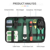Perangkat Crimping Kabel RJ45 dengan Obeng, Alat Punch Down, Pengupas Kabel, Tang Crimp untuk Jaringan LAN