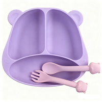 CHINFAI Nouveauté 2026 Assiette Bébé en Silicone Sans BPA avec Couvercle, Qualité Alimentaire, pour Enfants et Tout-Petits, avec Diviseur et Ventouse, Bol en Silicone pour Bébé