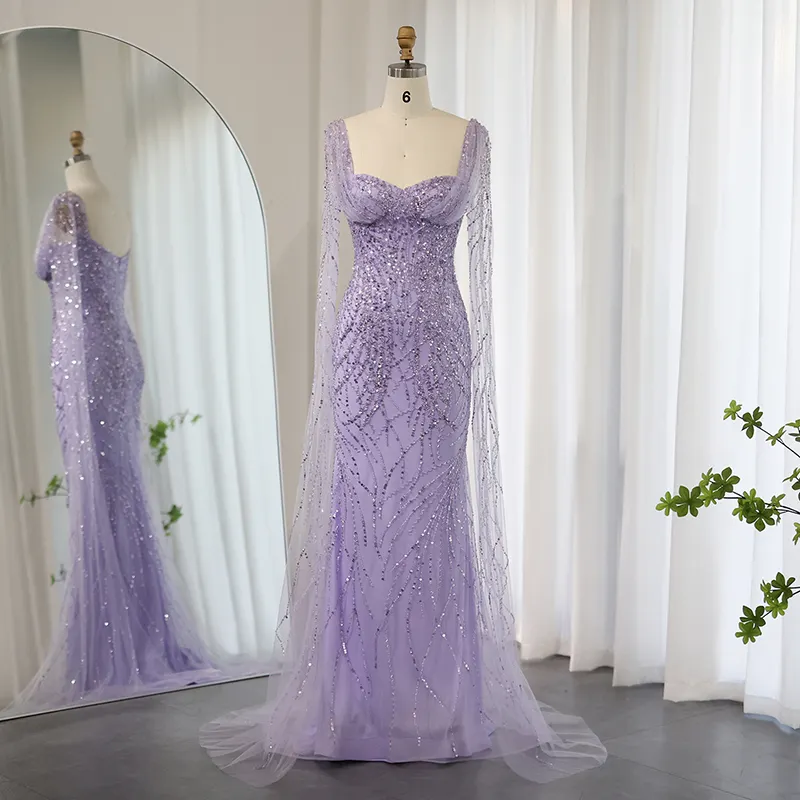 Jancember SCZ211 gaun panjang renda, Gaun malam seksi ukuran Plus untuk wanita, gaun panjang renda putri duyung ungu