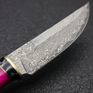 Cuchillo de hoja fija de acero damasco VG10 hecho a mano con mango de madera curada de dientes de mamut, DIY, 60 HRC, para supervivencia en el campo y caza - Product Image 4