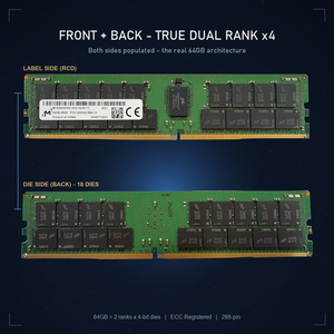 Mémoire serveur Micron 64 Go DDR4-3200 ECC RDIMM 2Rx4, originale, non utilisée, compatible avec HPE, Dell, Supermicro et autres - Product Image 4
