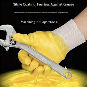 قطني أصفر متشابك نيتيل NBR <span class=keywords><strong>3</strong></span>/<span class=keywords><strong>4</strong></span> لون برتقالي اللون قفازات أمان للعمل NBR للبناء والاستخدام الصناعي - Product Image 3