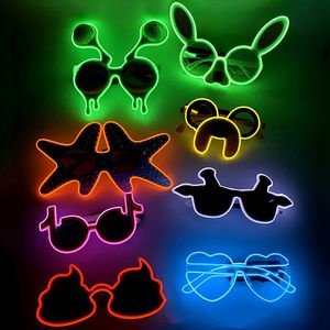 Lunettes de soleil sans fil à éclairage clignotant Neon Rave Lunettes El Wire LED Lunettes de soleil Glow DJ Costumes pour Party 80s EDM RB03 - Product Image 2