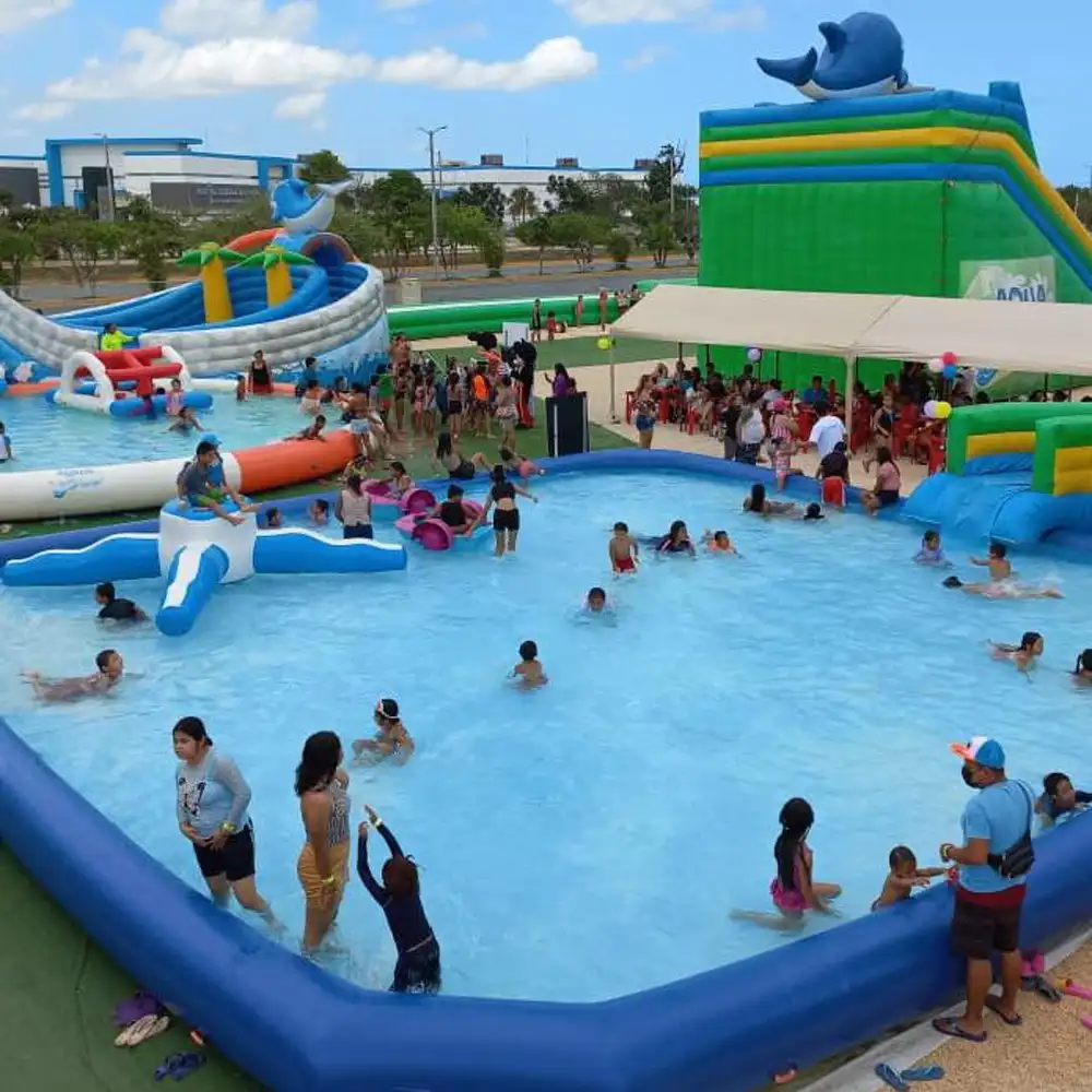 आउटडोर inflatable भूमि पानी पार्क, पिछवाड़े inflatable पानी पूल पार्क कॉम्बो स्लाइड, inflatable मज़ा द्वीप शहर पर खेल का मैदान