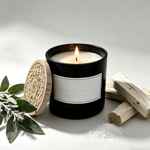 LUFU Toptan %100 Pamuklu Fitilli Cam Kavanoz Kokulu Mum 2 Fitilli Aromaterapi Mum Yuvarlak Cam Kavanozda Ahşap Kapaklı - Product Image 2
