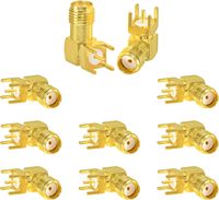 Conector SMA de ángulo recto coaxial RF Conectores coaxiales de montaje en PCB de orificio pasante hembra de 20mm
