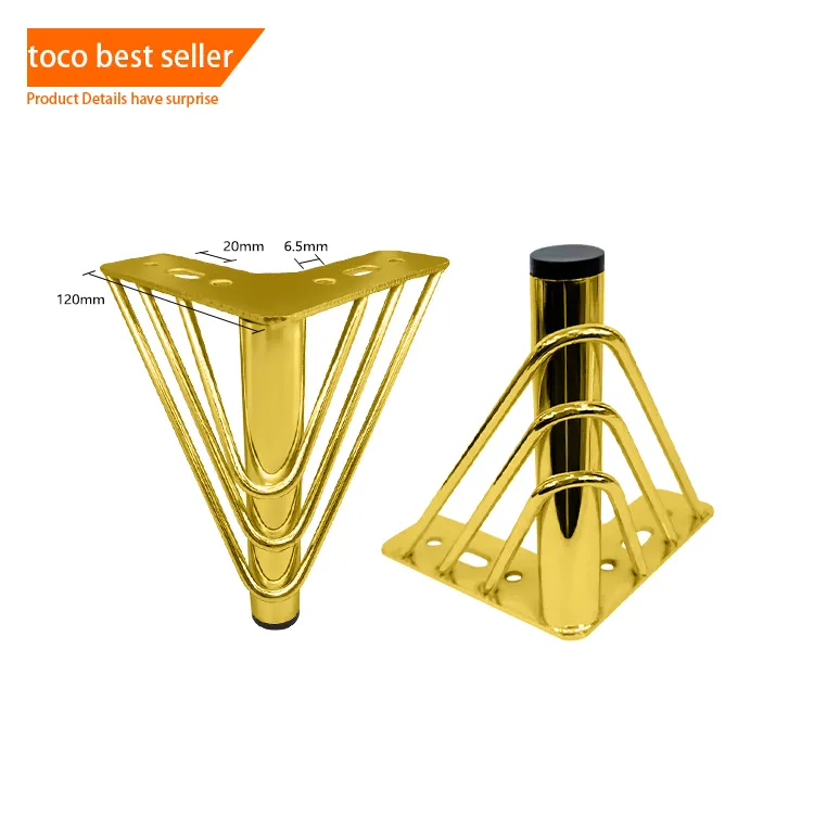 Toco Luxury Metal Iron Triangle Bed Legs Chair Foot Cabinet Feet Sofa Leg For Living Room Furniture Parts Hardware Accessories