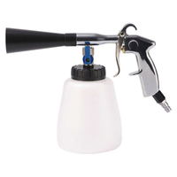 Pistolet de nettoyage intérieur de voiture Tornado réglable avec valve liquide pour l'élimination des taches de poussière et des débris, avec bouteille de liquide blanche