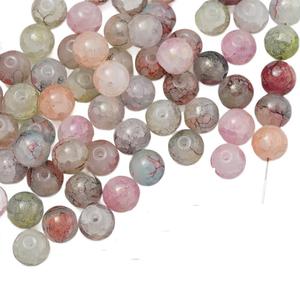 Cuentas de cristal con efecto jade de flor desplegable, redondas de 10mm para fabricación de joyas, 50 unidades, cuentas de vidrio iridiscentes color oro hielo, Verano 2024 - Product Image 5