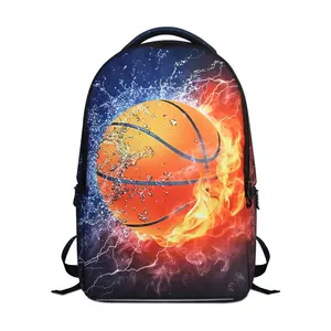 Mochila con estampado de baloncesto 3D, bolsa portátil de alta calidad con cintas reflectantes