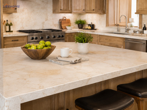 Armoires de <span class=keywords><strong>cuisine</strong></span> sur mesure avec comptoir en quartz Taj Mahal, grand îlot <span class=keywords><strong>pour</strong></span> projet de villa ou d'appartement - Product Image 2