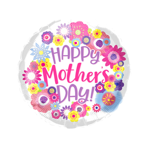 CYmylar 18 pouces rond fête des mères ballon mots <span class=keywords><strong>anglais</strong></span> bonne fête des mères lumière sarcelle fleur feuille ballons - Product Image 2