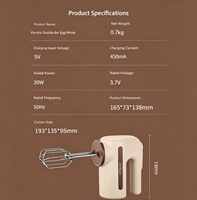 Nouveau batteur à œufs de cuisine sans fil, mini mixeur électrique portatif, 5 vitesses, batterie 1800 mAh, usage domestique, pour la pâtisserie, la crème fouettée, le mélange