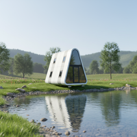 Villa capsule triangulaire à deux étages de 40 pieds, modulaire, préfabriquée, en acier, conteneur plat, design moderne, mobilier pour hôtels