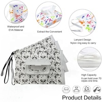 Sac de rangement personnalisé en EVA pour lingettes humides avec logo mignon, sac en PEVA pour serviettes hygiéniques, usage domestique, recyclable, fermeture éclair supérieure, gravure