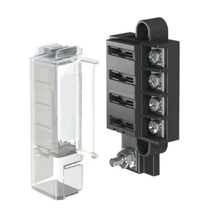 Portafusibles Universal de 32 VCC para Montaje en <span class=keywords><strong>Panel</strong></span>, 4 Vías, Tipo Cuchilla, Compacto, con Cubierta, para Auto, Camioneta, Barco, RV - Product Image 1