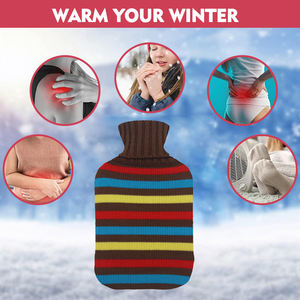 <span class=keywords><strong>Bouillotte</strong></span> en caoutchouc avec housse tricotée, durable, <span class=keywords><strong>chauffante</strong></span> et réutilisable pour soulager la douleur - Product Image 4