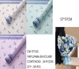 Carta da regalo coreana 57x57 cm con motivo floreale per regali e artigianato - Product Image 3