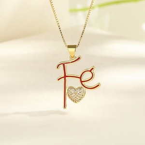 จี้สร้อยคอข้อความแทนใจ ขายส่ง ชุบทอง 18K ประดับเพชรซิคอน สร้อยคอจดหมายรัก เครื่องประดับแฟชั่นสำหรับผู้หญิง - Product Image 3