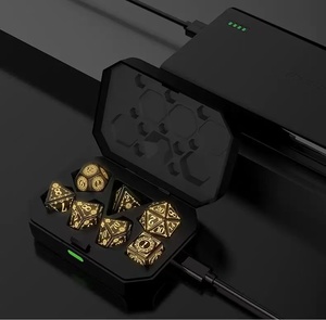 Ensemble de dés D&D en résine rechargeable à LED de 7 pièces, personnalisable, constellation, dés polyédriques électroniques, étui de charge intelligent, donjons - Product Image 3