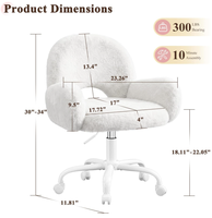 Fauteuil de bureau en velours Teddy à poils longs, avec dossier incurvé et accoudoirs intégrés, idéal pour la maison, le bureau ou les salons de beauté (vente en gros)