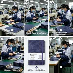 Carnet A5 à couverture rigide en cuir PU de qualité supérieure, avec bande élastique, design doublé personnalisé, excellent rapport qualité-prix – Offre spéciale - Product Image 6