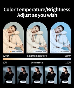 Lumière <span class=keywords><strong>LED</strong></span> Portable <span class=keywords><strong>Selfie</strong></span> Clip-On pour Téléphone, 3 Modes d'Éclairage Rechargeables pour Appareil Photo et Ordinateur - Product Image 4