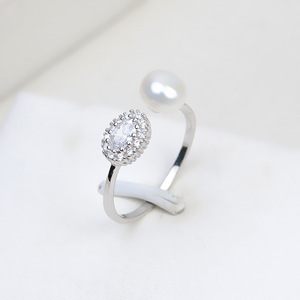 Anillo de Plata S925 Wenchi con Boca Abierta Ajustable para Mujer, Soporte Vacío para Joyería DIY con Perlas y Accesorios Incrustados - Product Image 1