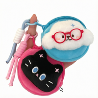 En gros, mini pochette de rangement à fermeture éclair et porte-monnaie en peluche, motif animal de dessin animé mignon, avec porte-clés et cordon tressé, pour breloque de sac et cadeau