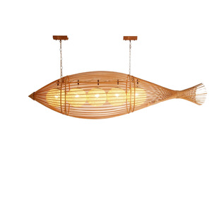 Bamboo Fish Shaped Pendant Lamp Oval E27 LED Light Source For Restaurant Hotel Guesthouse Lighting - Product Image 5
