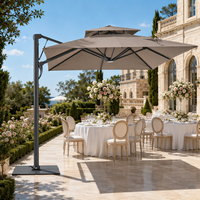 Parasol cantilever rotatif à 360 degrés avec commande au pied, inclinaison réglable à une main, pour extérieur et resort