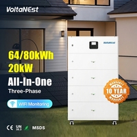 Système de stockage d'énergie domestique tout-en-un VoltaNest avec garantie de 10 ans, batterie LiFePO4 hybride 64 kWh 80 kWh, empilable