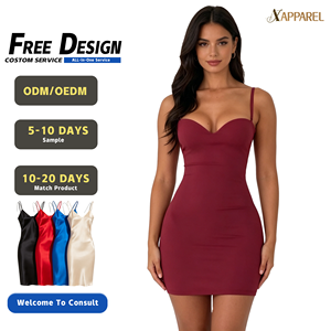 Robe mini moulante A&J OEM pour femme, taille naturelle, col cœur, bretelles spaghetti, soutien-gorge intégré, coupe ajustée, couleur bonbon, pour soirée romantique - Product Image 1