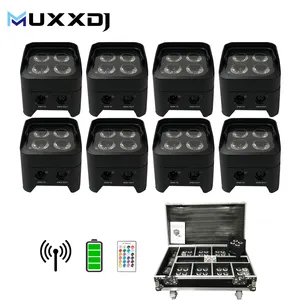 Muxxdj 4*18w LED Uplight Bateria de fundo RGBWA + luz UV para palco sem fio para DJs e festas de casamento