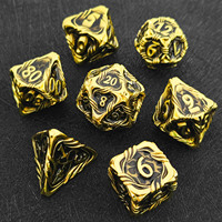 Dés de jeu de rôle polyédriques en laiton massif émaillé rouge et or, esthétiques et luxueux, pour jeux de table