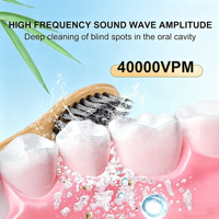 Brosse à dents sonique électrique Carepik en bambou avec 3 têtes de rechange en bambou, écologique, étanche IPX7