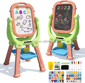 Mainan papan tulis lukisan Doodle anak, papan tulis dua sisi tinggi dapat disesuaikan pendukung mainan anak-anak menggambar - Product Image 1