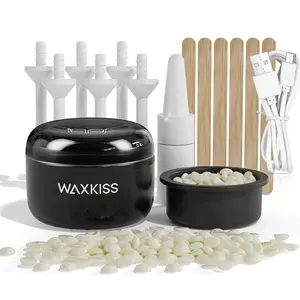 WAXKISS TriSleek 3-في-1 مريحة لإزالة الشعر والأذن والأنف والحاجب تشكيل مجموعة سخان الشمع مع حبوب الشمع