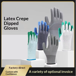 Gants de protection du travail en <span class=keywords><strong>latex</strong></span>, résistants à l'usure, antidérapants, en polyester et coton respirant, avec revêtement texturé pour la manipulation - Product Image 4